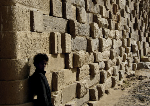 Kid With Wild Haircut Leaning Against The Dam At Wadi Adhana, Marib, Yemen