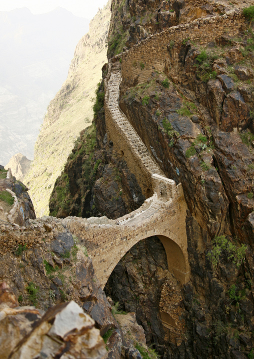 The Shahara Bridge Over A Rocky Gorge, Yemen