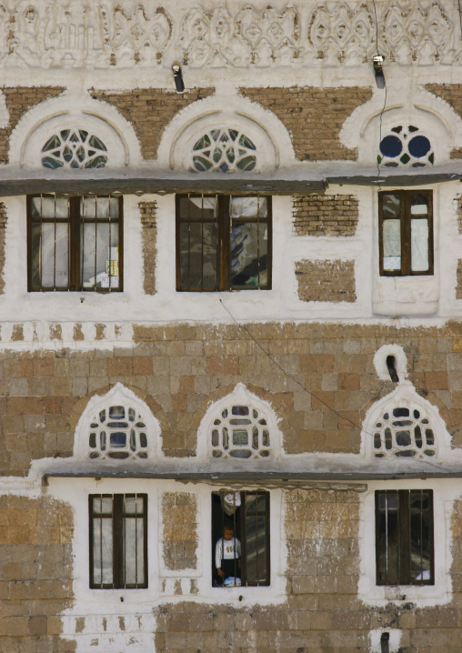 Traditional Storeyed Tower Houses Built Of Rammed Earth In The Old Fortified City Of Sanaa, Yemen