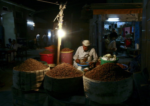 Man Selling Dry Fruits In The Souq, Al Hodeidah, Yemen