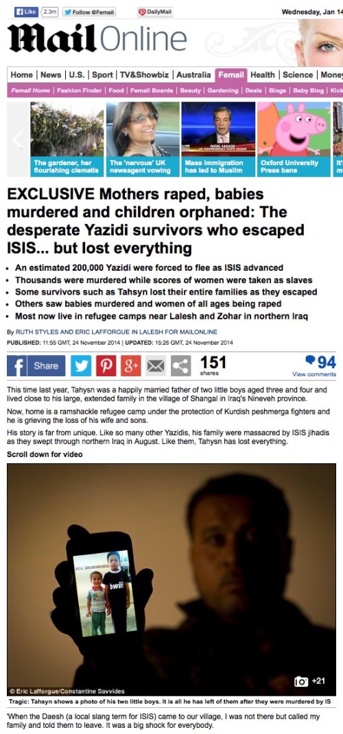 Daily Mail - Iraqi Yazidi